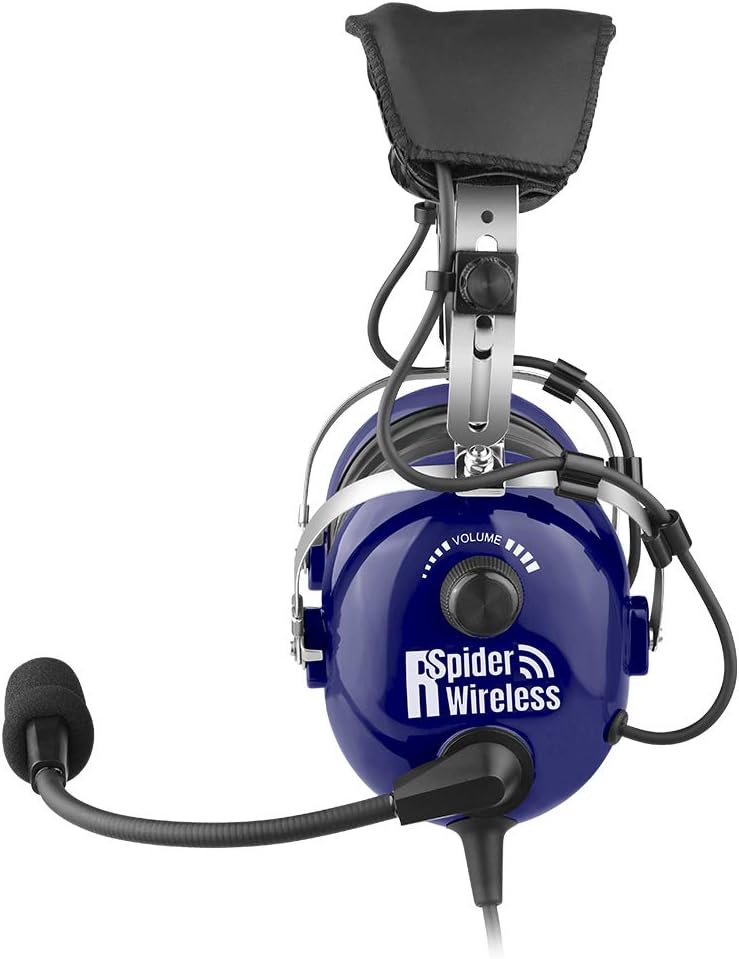 R SPIDER WIRELESS Pilot aviation headset for General Aircraft (Blue), Large - Image 4