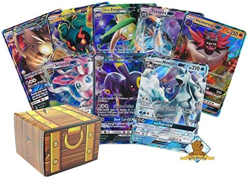 ポケモンカード5枚詰め合わせ Gxウルトラレア5枚とポケモンフィギュア1体 本物で重複なし Golden Groundhogストレージ宝箱付き