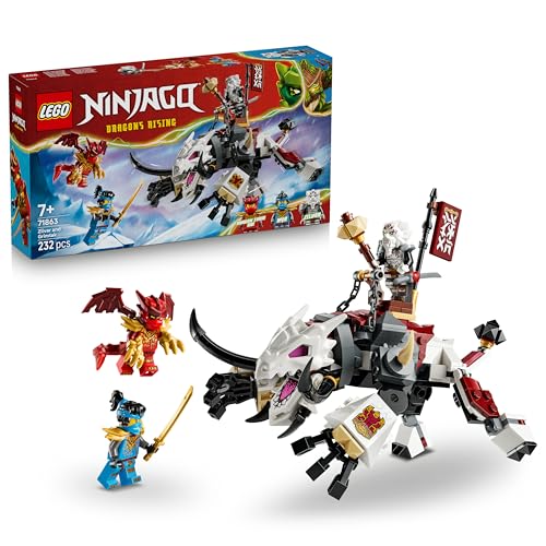 NINJAGO Zilvar y Bestia Dragón Grimtak – Figura Articulada y 3 Minifiguras inc. Kai y Nya con Armas Ninja – Regalo de Cumpleaños para Niños de 7+ Años y Fans de El Renacer de los Dragones – 71863