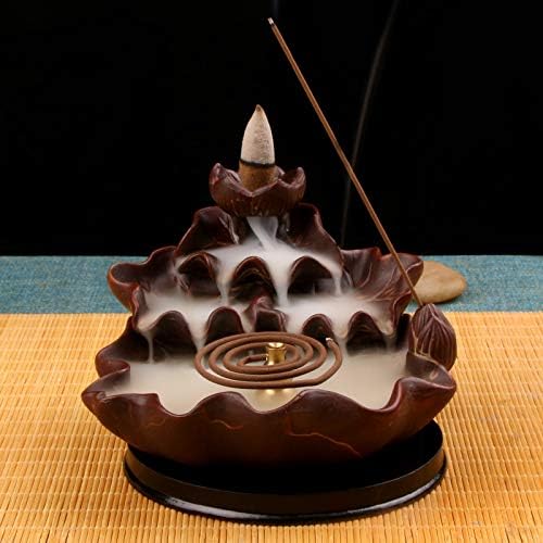 Backflow Incense Burner Buddha Monk and Moon Ceramic Censer for Home Decor Tea Ceremony (Style6)