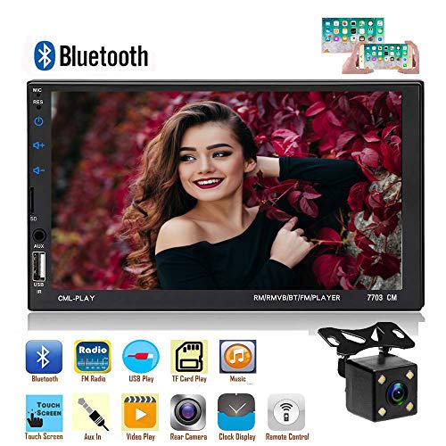 Double Din Car Stereo Radio 7 Inch Touch Screen MP5 Player FM Radio Receiver with USB TF AUX-in Port Support Android Phone Mirror Link + Backup Camera