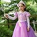 COGGIFEL Princess Rapunzel Wig Crown Scepter Gloves Necklace Earrings Rapunzel Party Gifts Princess Costumes Accessories Girls Purple