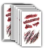 Halloween Makeup Zombie Scar Tattoos Stickers Halloween Decorations Temporary Tattoos Halloween Gifts Favors Blood Costume Party Supplies Funny Fake Decor for Kids Adults Halloween Stuff 76 PCS