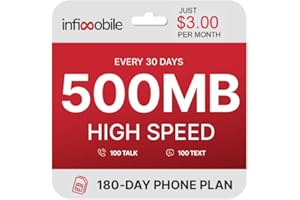 $3/Month | Infimobile Prepaid Plan: 6 Months | 500MB High-Speed Data Per Month | 100 Min Talk + 100 Text | Prepaid Plan Service SIM Card | Nationwide Coverage | 4G, 5G Network