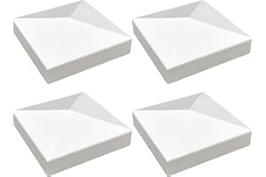 AIWAIUFU 4 Pack 4inch Vinyl Pyramid Style Fence Post Cap/Vinyl Post Caps for True 4" x 4" Fence- White PVC