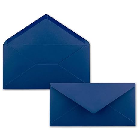 50 Brief-Umschläge Dunkel-Blau/Nachtblau DIN Lang - 110 x 220 mm (11 x 22 cm) - Nassklebung ohne Fenster - Ideal für Einladun
