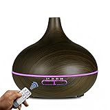 Fritas Essential Oil Diffuser-500ML Ultrasonic Remote Control Aroma Diffuser Wood Grain Humidifier Cool Mist Diffusers with Adjustable Mist Mode and 7 Color LED Lights for Home Yoga Office
