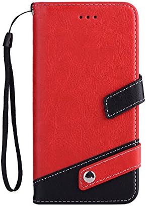 Taoya iphone 8 plus wallet case, iPhone 7 plus wallet case PU leather magnetic snap closure cover with earphone strap holder and card slot 360 shockproof for 5.5 inch iPhone 7 plus 8 plus red