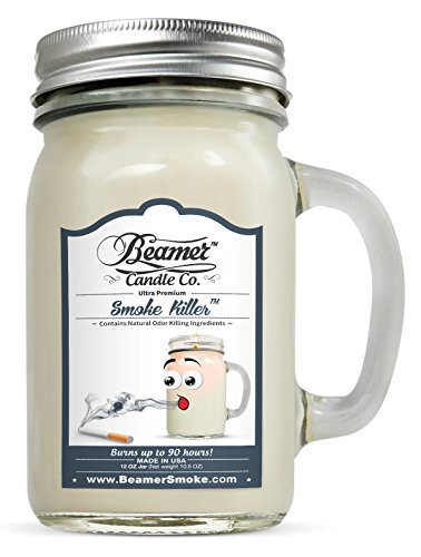 12oz Smoke Killer (Removes Smoke Smell) Scented Beamer Candle Co. Ultra Premium Jar Candle. 90 Hr Burn Time. USA Made
