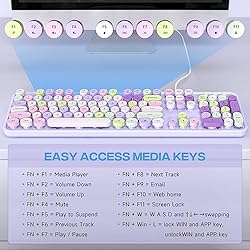 MOFII Wired Keyboard, Cute Colorful Keyboard Full
