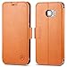 Galaxy S7 Edge Case, S7 Edge Case, SHIELDON Genuine Leather Wallet Case [Magnetic Closure] Flip Cover Folio Case with Card Slots & Stand Compatible with Galaxy S7 Edge - Brown