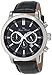 Lucien Piccard Men's 12011-01 Monte Viso Chronograph Black Textured-Dial Black Leather Watch