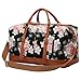 CAMTOP Weekender Travel Bag Women Ladies Overnight Bags PU Leather Trim Canvas Carry On Duffle (Flower)