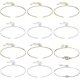 Beebeecraft 10Pcs 2 Colors Adjustable Slider Bracelet Chain 18K Gold Plated Cubic Zirconia Italian Ball Bead Chain Link Necklace Making for DIY Craft Jewelry