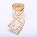 Z&S Groups Natural Burlap Ribbon with White Lace Trim Fabric Roll 6 PCS Burlap Roll for Rustic Wedding Decorations 2.3 inches Wide Ribbon for Crafts Burlap with Lace 78.7 Inches Each