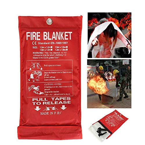 EILIKS Fire Blanket, Fiberglass Fire Shelter for Emergency Survival, Flame Retardant Protection Heat Insulation Safety Cover Ideal for Kitchen, Fireplace, Grill, Car, Camping （39.3”39.3”）