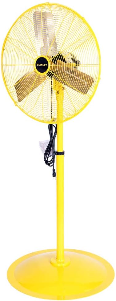 STANLEY 24 Inch Industrial Pedestal Fan Direct Drive All-Metal Construction, 3 Speed Settings, (ST-24P)