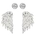 Cleacloud Angel Wings Ear Crawler Earrings Climber Rhinestone Studs Cuffs Ear Wrap Pin Vine Crystal Charm Jewelry Silver Plated