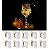 JIDI Set of 10PCS Micro LED String Lights Super Bright Warm White Firefly Lights 7.2ft/2.2m 20LEDS Fairy String Lights Battery Powered Silver Wire Moon Light For DIY Wedding Centerpiece Decorations