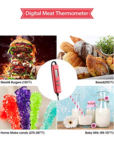 Habor 022 Meat Thermometer, Instant Read Thermometer Digital Cooking Thermometer, Candy Thermometer with Super Long Probe for Kitchen BBQ Grill Smoker Meat Oil Milk Yogurt Temperature