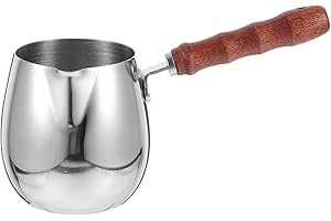 BESPORTBLE Stainless Steel Milk Frothing Pitcher 600Ml with Rosewood Handle Espresso Latte Cup for Coffee