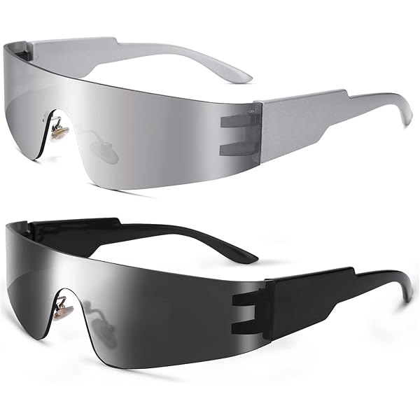 Amazon.com: NULOOQ Y2K Rimless Futuristic Wrap Around Sunglasses