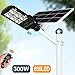 300W LED Solar Street Lights Outdoor Lamp, Dusk to Dawn Security Flood Lights with Remote Control, Motion Sensor, 660 LED, Waterproof, Ideal for Parking Lot, Stadium, Yard, Garage (Cool White)