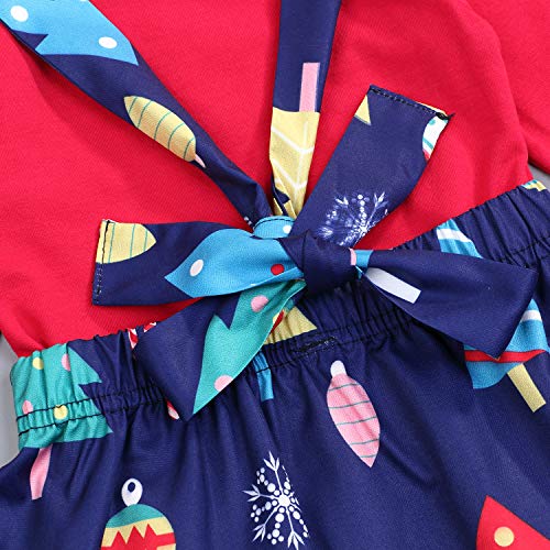 Toddler Kids Baby Girls Outfits Ruffle Top Christmas Tree Suspender Skirt Set 2PCS Clothes Set Winter (Blue, 12-18 Months) - Thumbnail 5