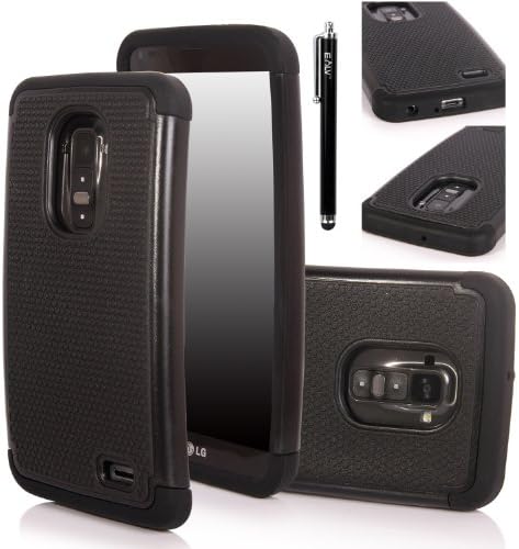 LG G Flex Case, E LV LG G Flex Case - Shock-Absorption / High Impact Resistant Hybrid Dual Layer Armor Defender Full Body Protective Case Cover for LG G Flex D959 / D950 / LS995 with 1 Stylus and 1 E LV Microfiber Digital Cleaner (LG G Flex D959 / D950 / LS995, Black)