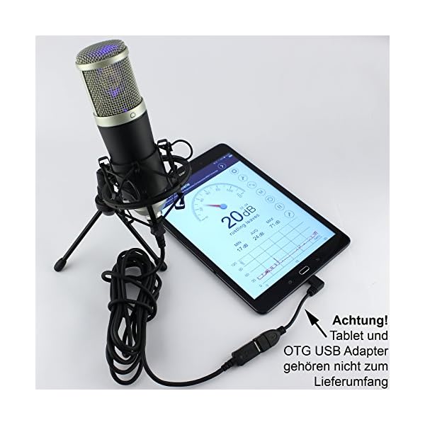 MCU-02 Hi-End USB Studio Kondensatormikrofon Großmembran / Windows Android MAC / Rap Gesang Podcast Instrumente / Kondensator Mikrofon Mikrofonspinne Nierencharakteristik 20-20000Hz Recording Tools, Home Office, Videokonferenz, online lernen, Unterricht, Streaming – Bild 5