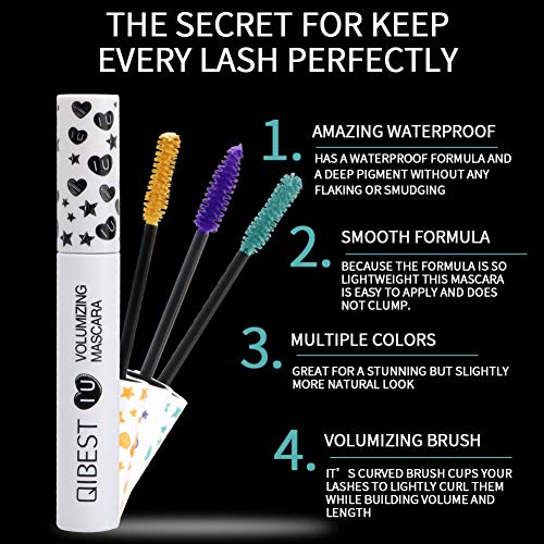 Allbestaye-Bunt-Mascara-Wimperntusche-Wasserfest-Volumizing-Wimpern-Curling-Slender-Langlebig-Augen-Make-up-Schwarz-Lila-Blau-Grn-Rot