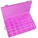 DUOFIRE Plastic Organizer Container Storage Box Adjustable Divider Removable Grid Compartment Big Clear Slot Box for Jewelry Beads Earring Container Tool Fishing Hook Small Accessories, Pink 36 Grids