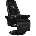 Modern-Depo Queen Throne Racing Gaming Chair, PU Leather High Back Recliner, Ergonomic Swivel Chair with Footrest and Adjustable Backrest, Lumbar Support, Headrest and Cupholders, Black