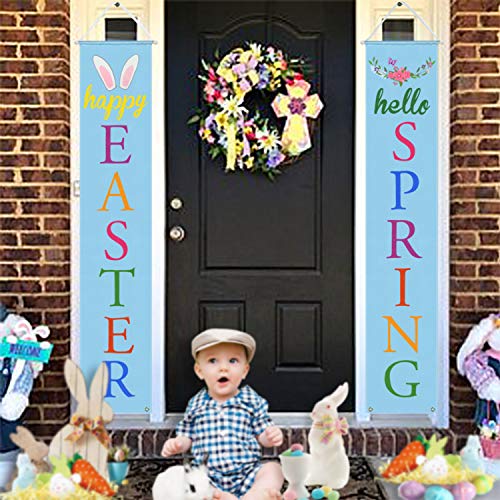 Mosoan Easter Porch Sign Easter Decorations Outdoor Indoor Happy