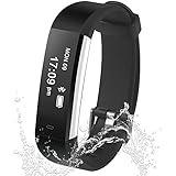 Ulvench Fitness Tracker, Step Counter Watch with Sleep Monitor, Pedometer Smart Bracelet as Calorie Counter Waterproof Activity Tracker for Android &amp; iOS Phone (Black)
