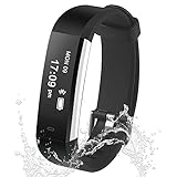 Damusy Fitness Tracker Smart Watch Bluetooth Pedometer Activity Waterproof Wristband with Sleep Monitor Sports Bracelet Calories Track Call/SMS Remind for iOS & Android Smart Phone (Black)