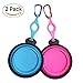 PerSuper Collapsible Dog Bowl,2 pack Food Grade Silicone Foldable Expandable Dog Pet Bowl,Portable Travel Bowl with Carabiner,Durable Dog Water Bowl,Cat Dog Food Water Feeder Bowl,Blue&Pink