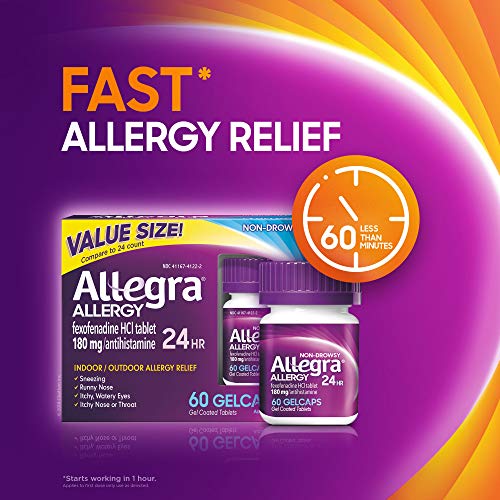 Allegra Allergy 24 Hour Gelcaps 180 mg 60 Count LongLasting Fast 60