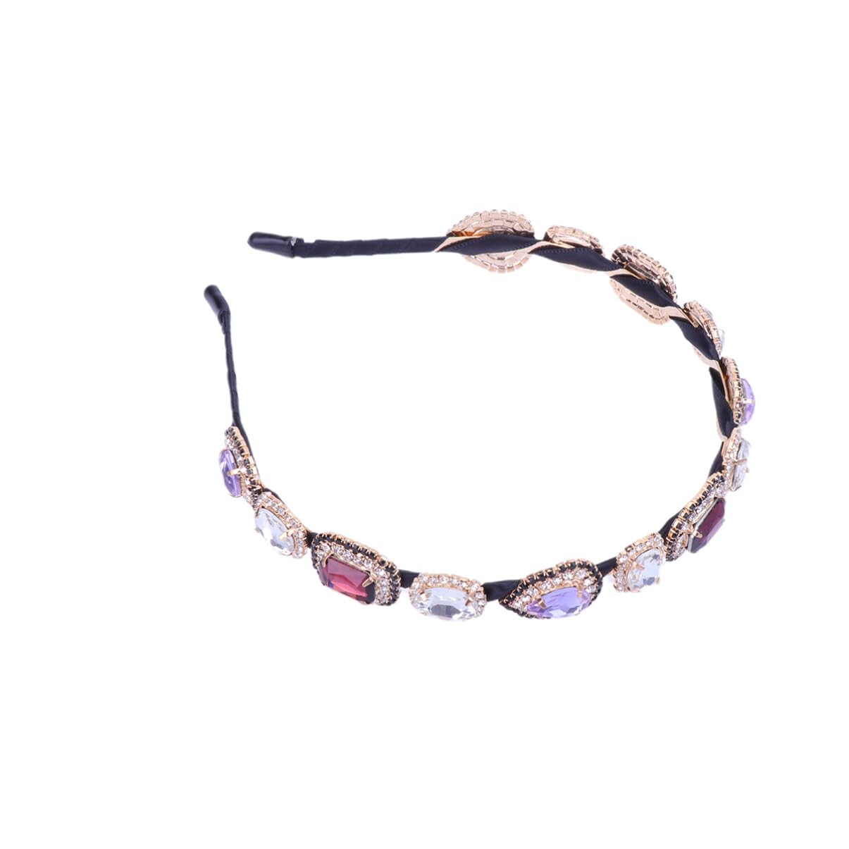 Lurrose Rhinestone Hair Accessories Rhinestone Headband Glass Crystal Shiny Hairband Hair Hoop Hairpiece Hair Jewelry Accessories for Girls Women (Purple) Rhinestone Bandana