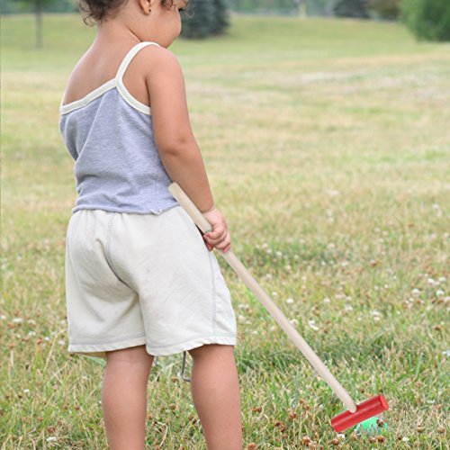 Hey!Play! Kids Animal Croquet Set- Mini Croquet Playset with 4 Wooden Zoo Animal Design Wickets and 2 Mallets-Fun Classic Game for Boys and Girls