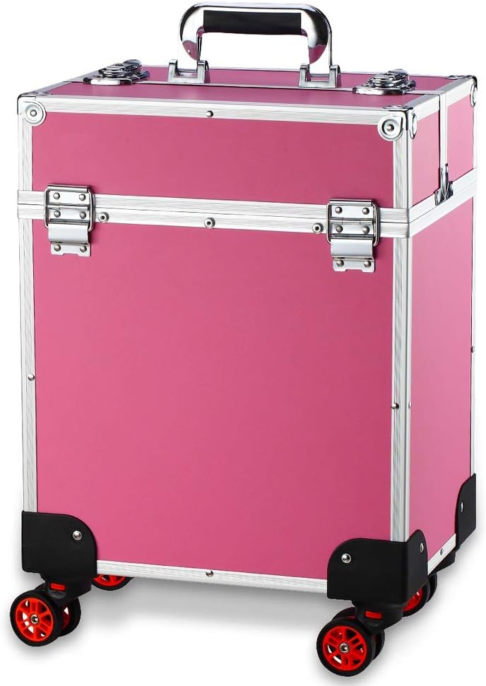Gorilla GC-340 Cosmetics Trolley Case Black Pink with 4 Wheels Telescopic Handle