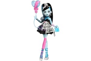 Monster High Scary Sweet Birthday Doll, Frankie Stein in Black Party Dress with Themed Accessories Like Invite, Balloon, Toy, Lipstick and More