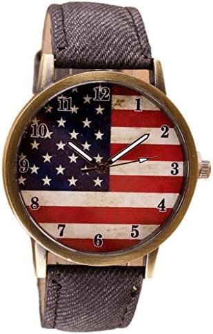 VESNIBA American National Flag pattern Leather Band (Black)