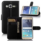 J2 Case, Samsung Galaxy J2 Case, Demo@ Flip Pu Leather Wallet Pouch Case Cover with Stand / Card Slots for Samsung Galaxy J2 (Wallet-Black)