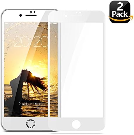Eakase iPhone 7 Plus Glass Screen Protector, [2 Pack]Tempered Glass with Soft PET Frame 3D Full Coverage Anti-Scratch HD Clear Screen Protector Film for Apple iPhone 7+ 5.5 Inch (White)