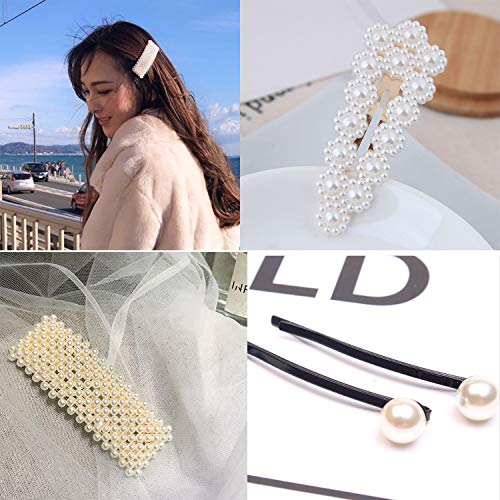 Pearls Hair Clips for Women Girls, Anysoso 12 pcs Large Bows/Clips/Hair Ties for Birthday Valentines Day Gifts Bling Hairpins Headwear Barrette Styling Tools Accessories - Thumbnail 4