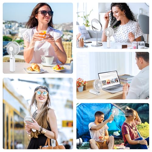 POIFL Hand Held Fan,Portable Handheld USB Rechargeable Fans with 5 Speeds,Battery Operated Mini Fan Foldable Desk Desktop Fans with LED Display for Home Office Bedroom Outdoor Travel