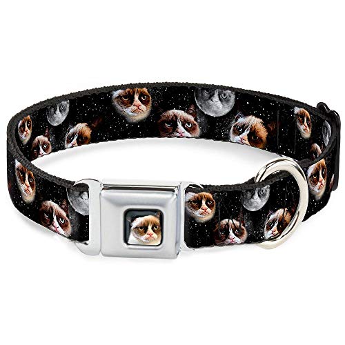 Buckle-Down Seatbelt Buckle Dog Collar - Grumpy Cat Moons Scattered - 1" Wide -…