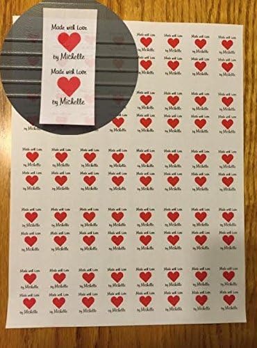 UNCUT LABEL SHEET with 40 Custom Cotton Flat labels with heart Graphic Sewing label/Tag-made in USA