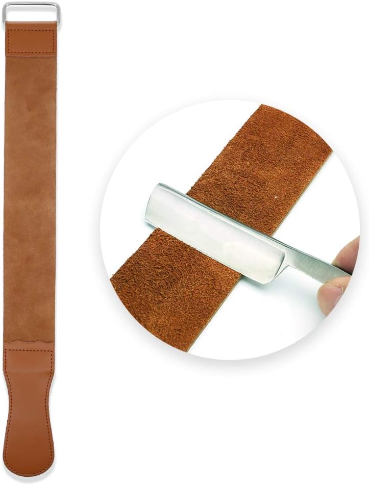 Genuine Leather Sharpening Strop Razor Belt, Leather Strop Belt for Knife Straight Razor (45 x 5 cm)